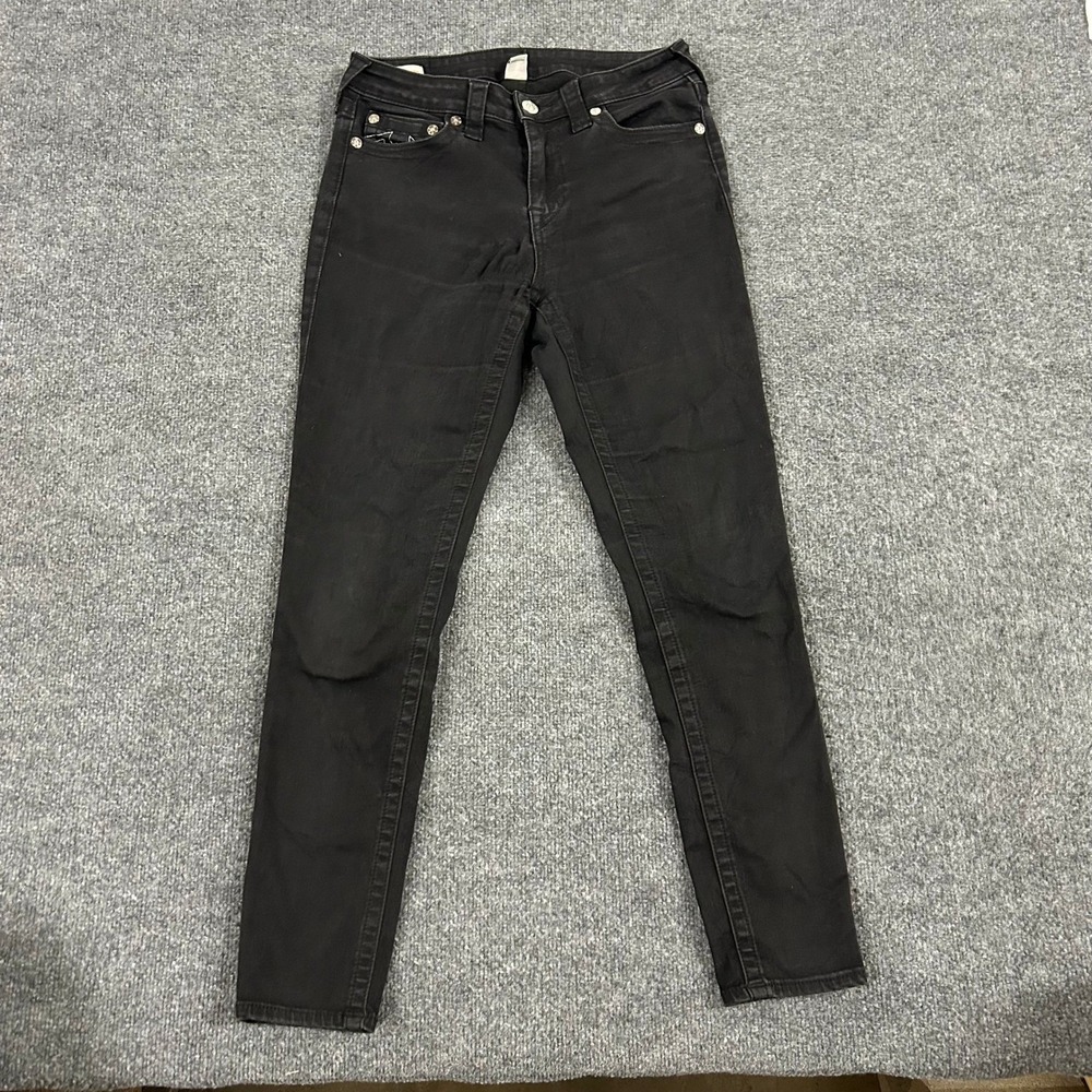 True Religion Jeans Womens Size 31 Black Jennie Curvy Mid Rise Skinny Stretch